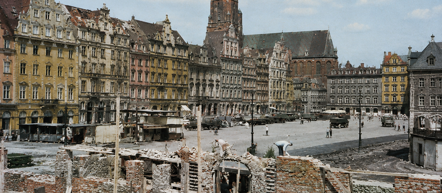 Rynek Wrocław po wojnie – zniszczenia i odbudowa po 1945 roku