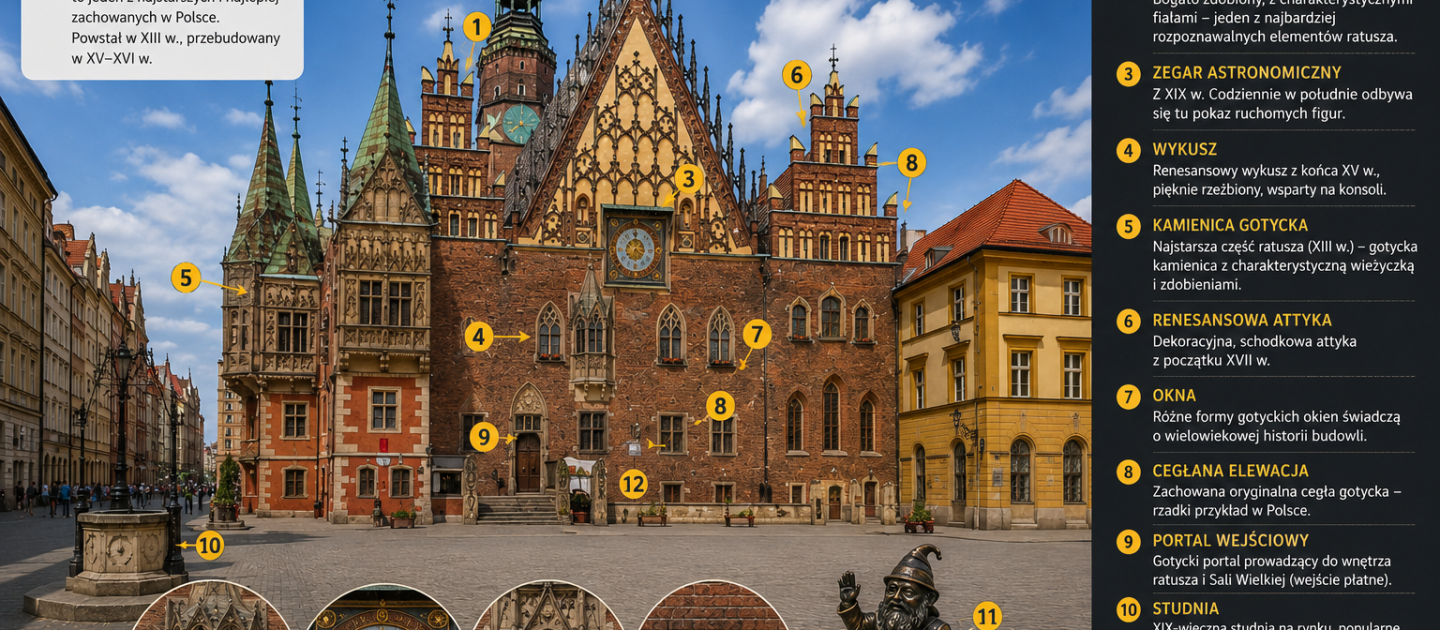 Fasady Starego Ratusza Wrocław – jak obejść budynek i co zobaczyć przy każdej elewacji